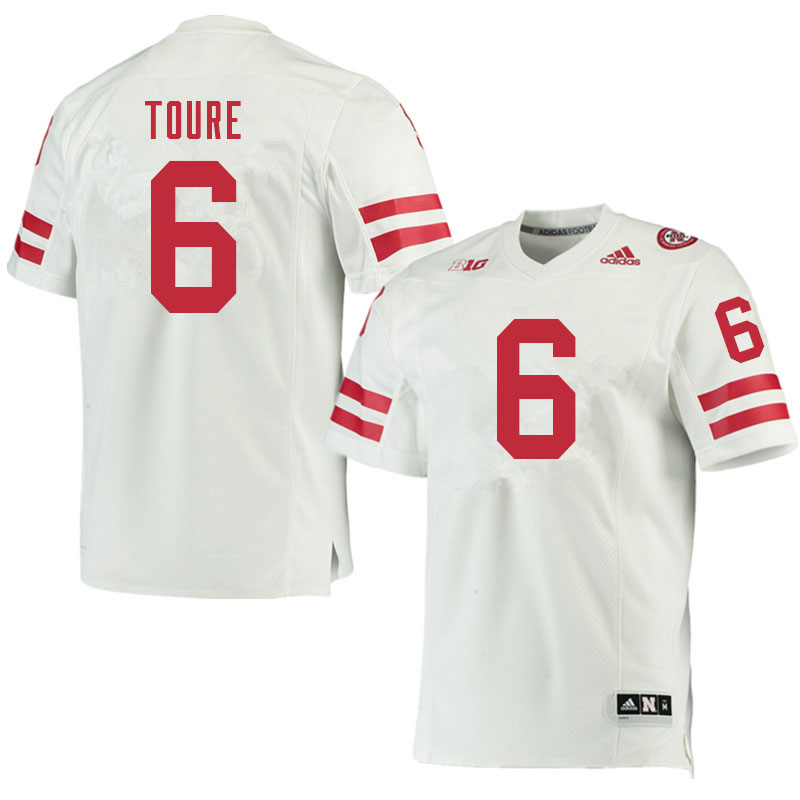 Men #6 Samori Toure Nebraska Cornhuskers College Football Jerseys Sale-White